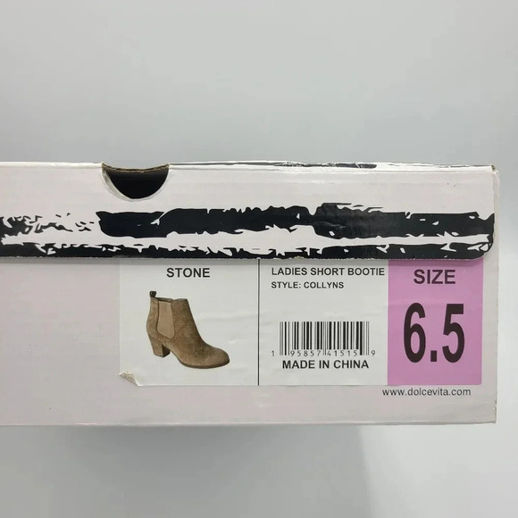 DV By Dolce Vita Collyns Short Bootie Ankle Boot Faux Suede Stone Tan 6.5 - Picture 11 of 12